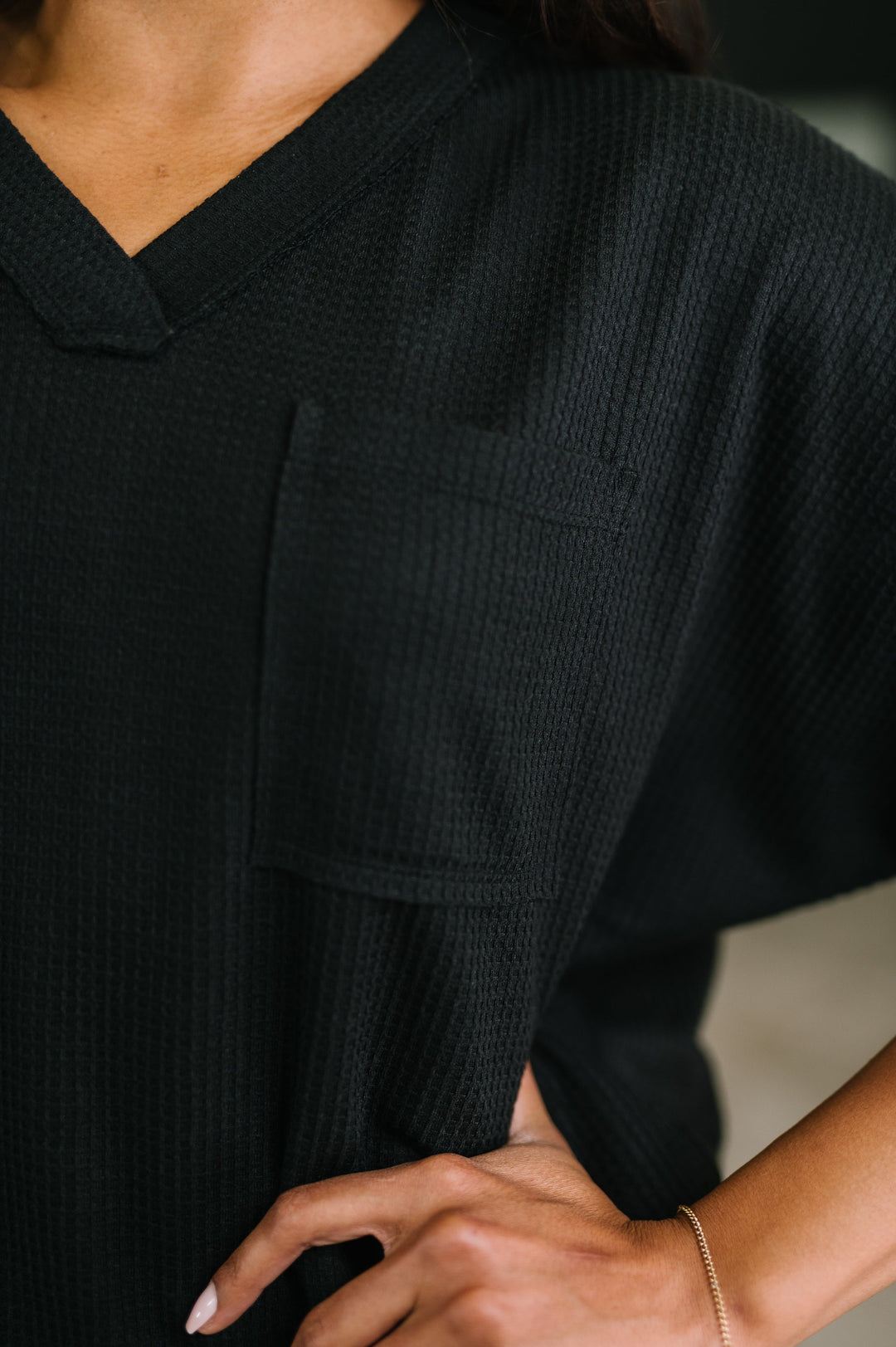Together We're Unlimited Basic V-Neck Tee in Black - 5/5