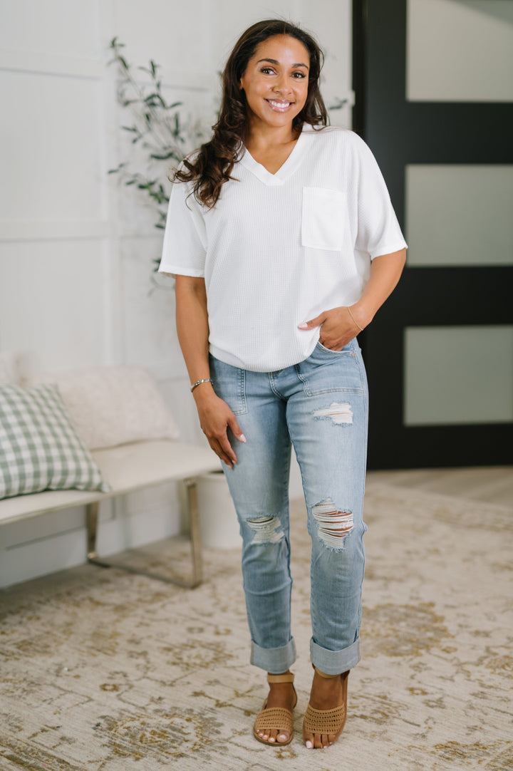 Together We're Unlimited Basic V-Neck Tee in Ivory - 5/5