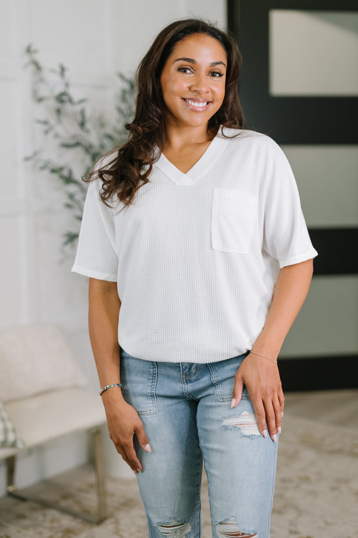 Together We're Unlimited Basic V-Neck Tee in Ivory - 5/5