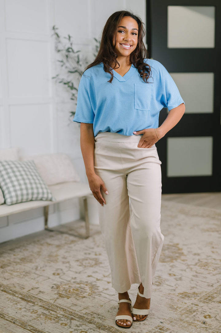 Together We're Unlimited Basic V-Neck Tee in Ocean Blue - 5/5