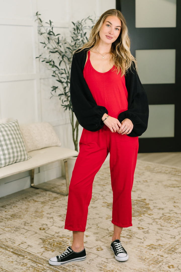 Totally Me Spaghetti Strap Jumpsuit Ruby - 8/10
