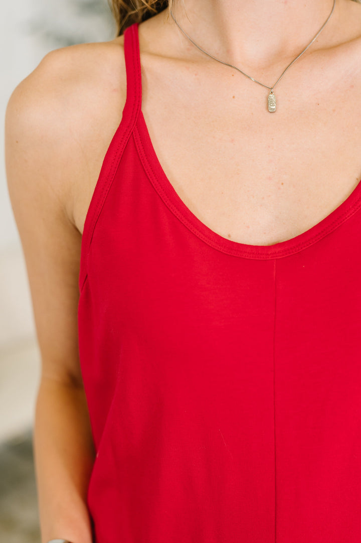 Totally Me Spaghetti Strap Jumpsuit Ruby - 8/10