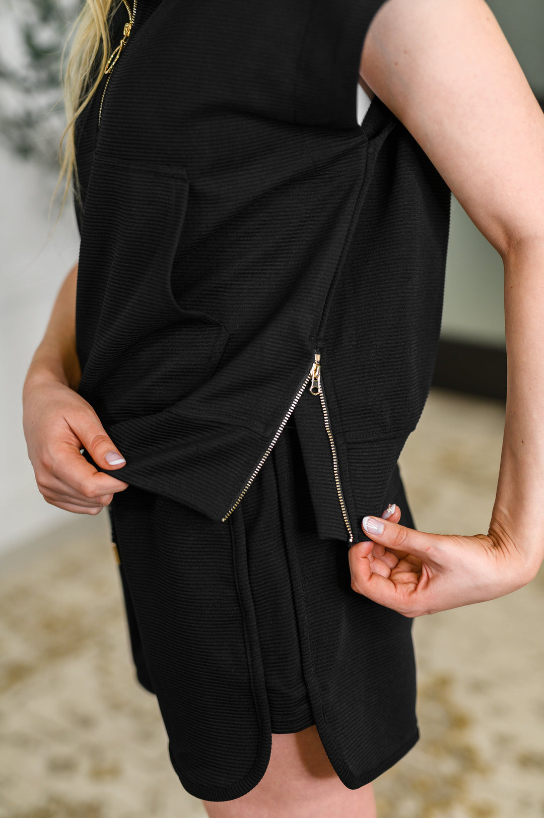 Twenty Four Karat Half Zip Top and Shorts Set