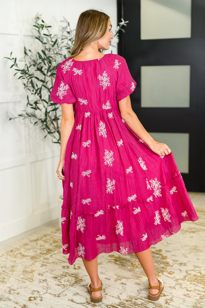 Twirl in Bloom Square Neck Dress in Hot Pink - 4/6