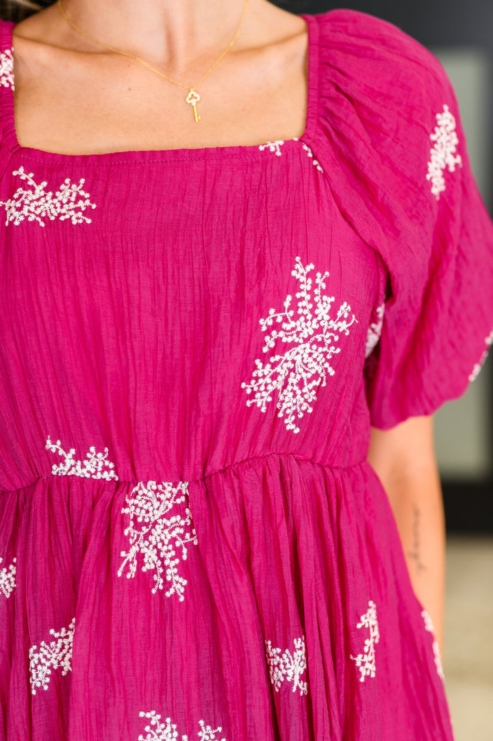 Twirl in Bloom Square Neck Dress in Hot Pink - 4/6