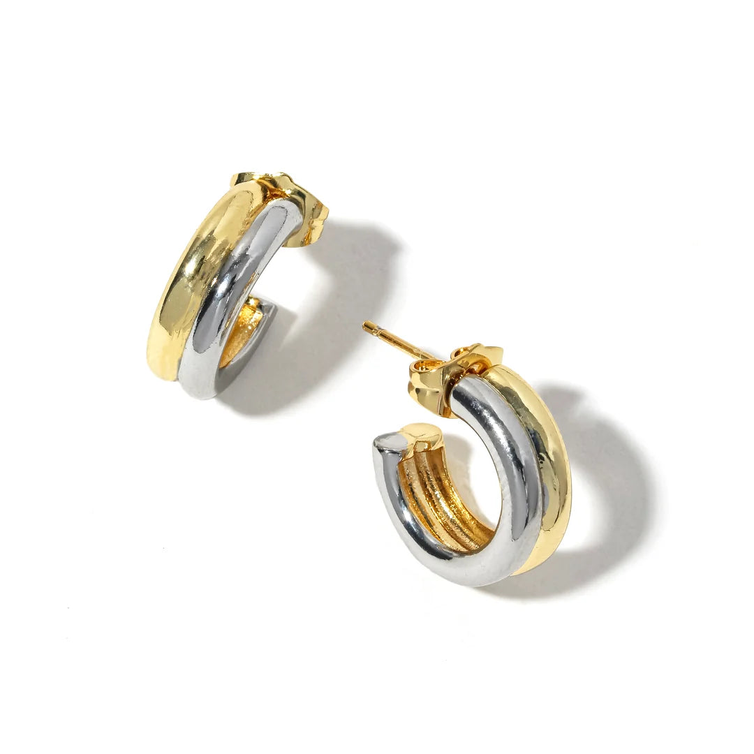Two Toned Hoop Earrings By Erimish (Ships in 2-3 Weeks)