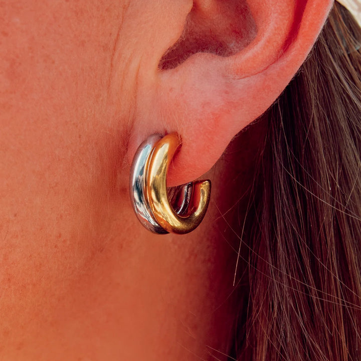 Two Toned Hoop Earrings By Erimish (Ships in 2-3 Weeks)
