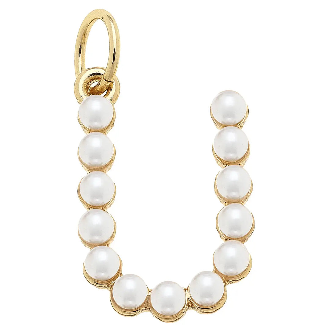 Pearl-Studded Letter Charm in Ivory By Canvas