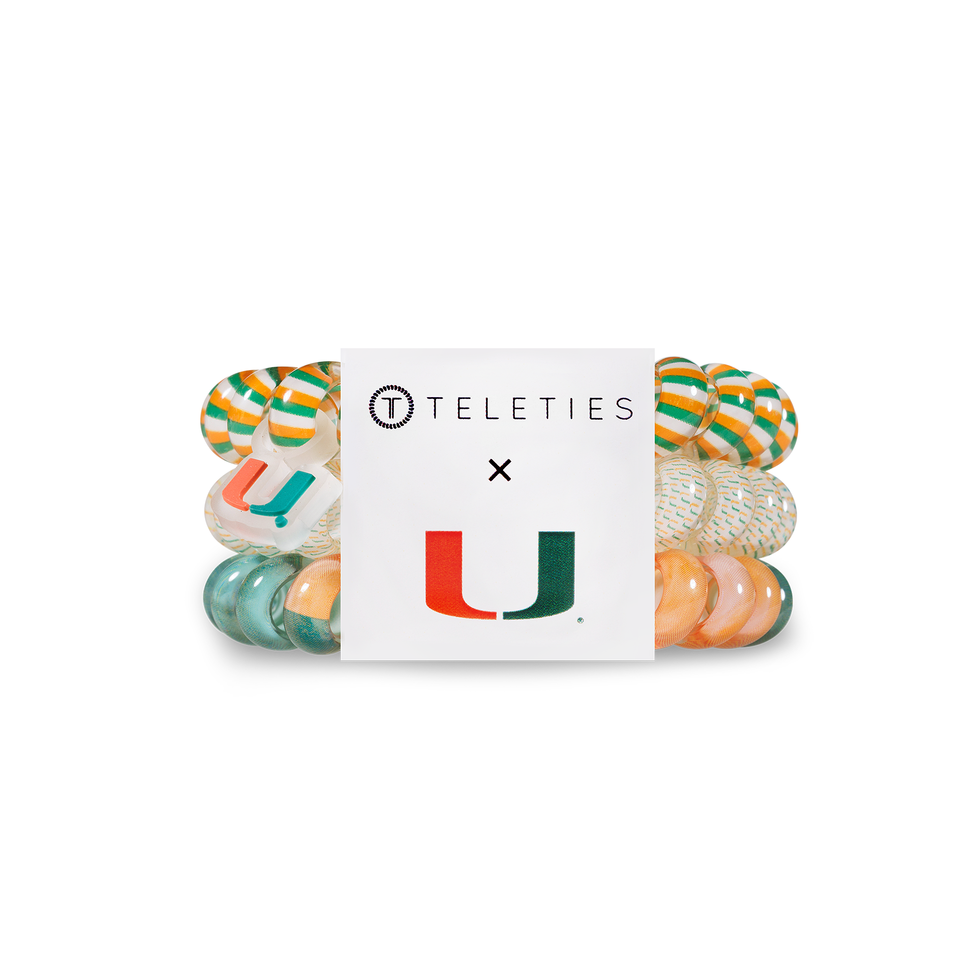 Teleties Hair Tie - Large Band Pack of 3 - University of Miami
