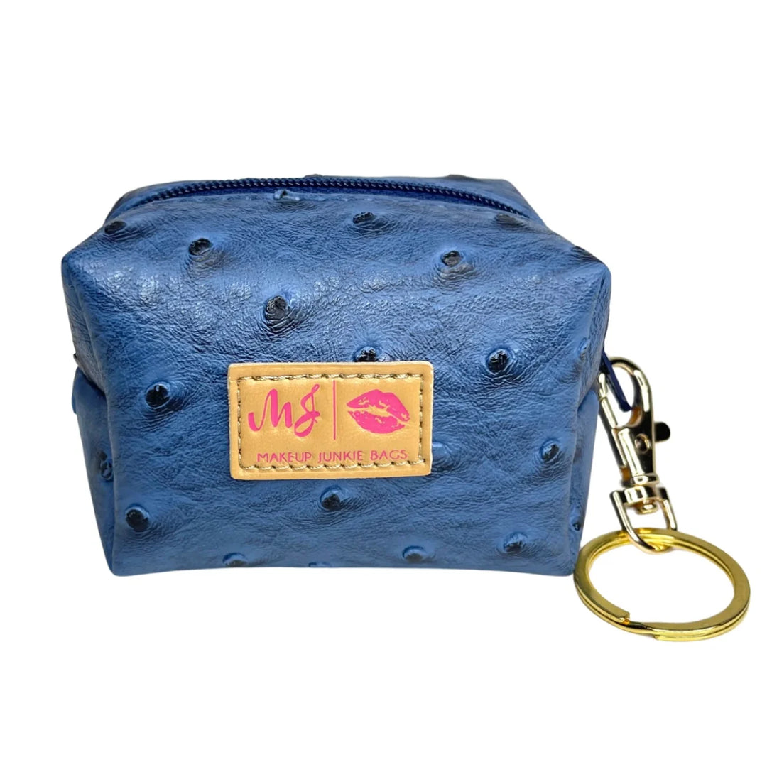 Blue Ostrich Bitty Bobbie by Makeup Junkie Bags (SEPT ARRAY: Ships in 4-5 Weeks)