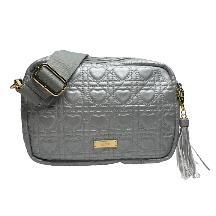 MJ TX PREPO: MJ Luxe Quilted Hearts Silver Uptown by Makeup Junkie (Ships in 4-5 Weeks)