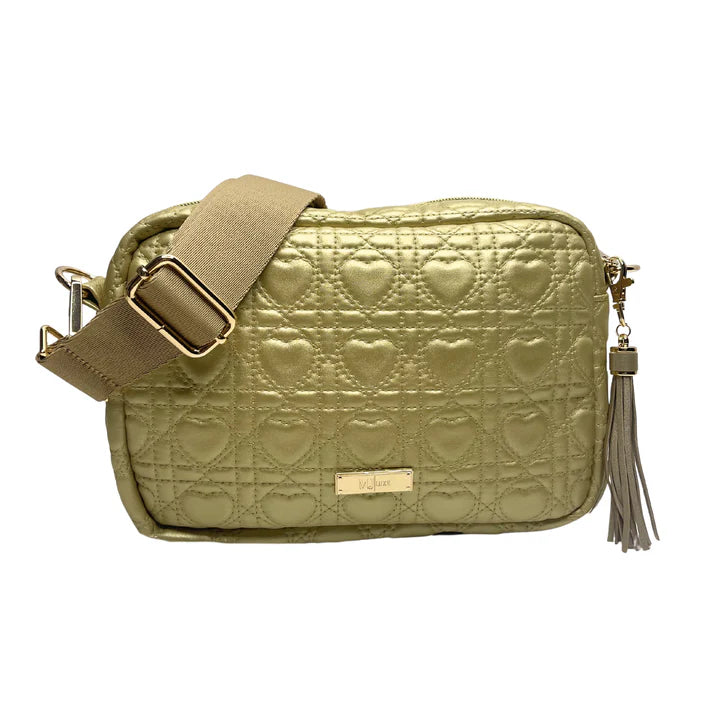 MJ TX PREPO: MJ Luxe Quilted Hearts Gold Uptown by Makeup Junkie (Ships in 4-5 Weeks)