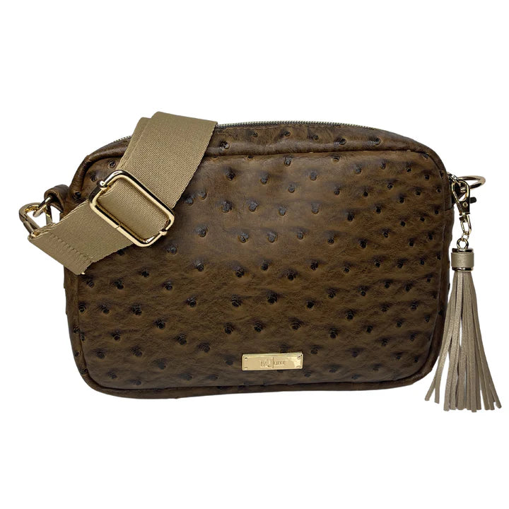 MJ TX PREPO: MJ Luxe Chestnut Ostrich Uptown by Makeup Junkie (Ships in 4-5 Weeks)