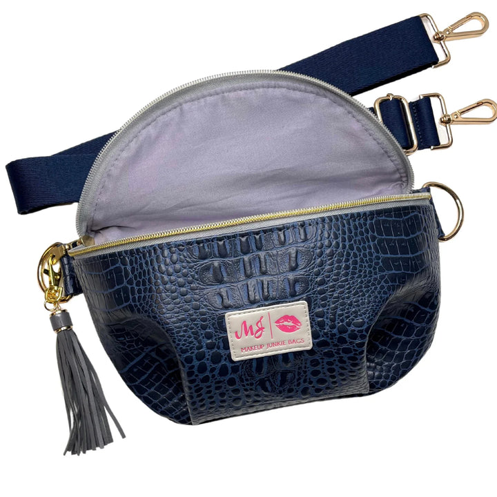 Shade of Navy Sidekick Bag by Makeup Junkie