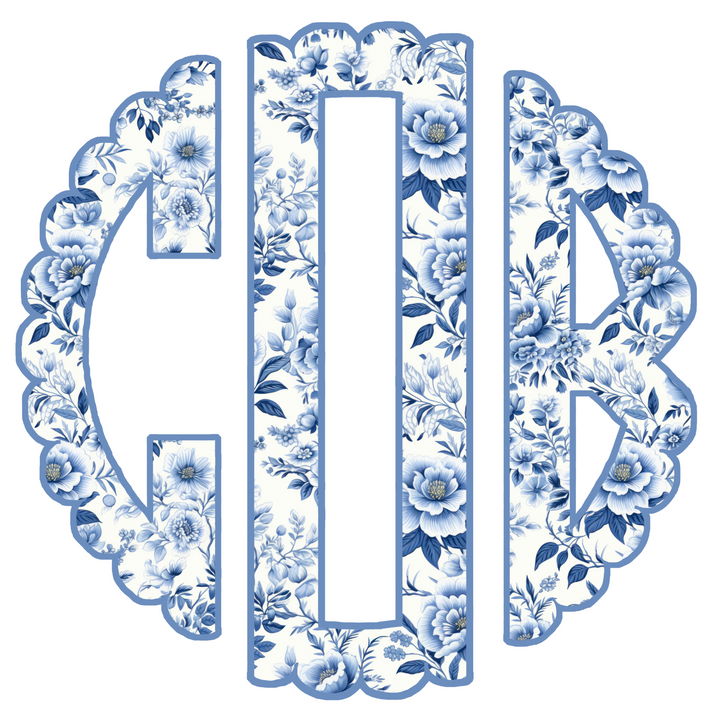 by PrepO: Scalloped Chinoiserie 3" Circle Monogram Decal by Prep Obsessed (Ships in 2-3 Weeks)