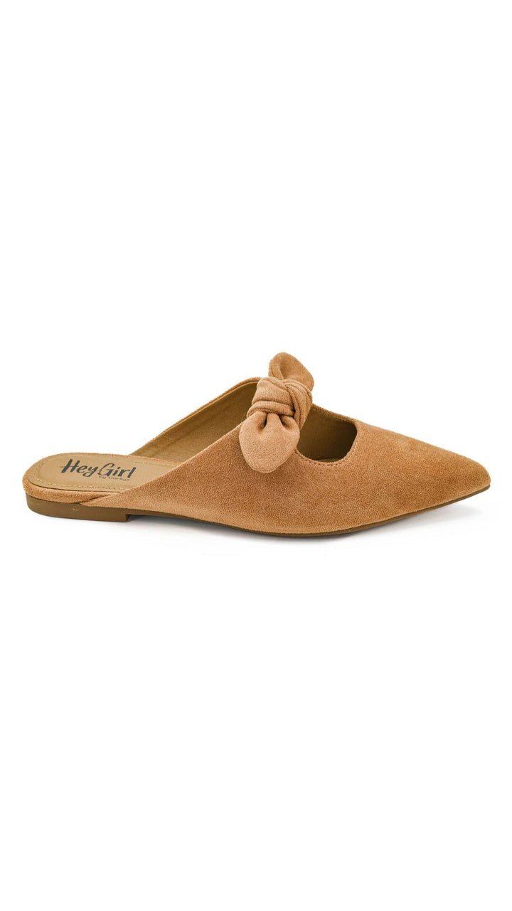 Knotty But Nice Mules - Camel Faux Suede by Corkys