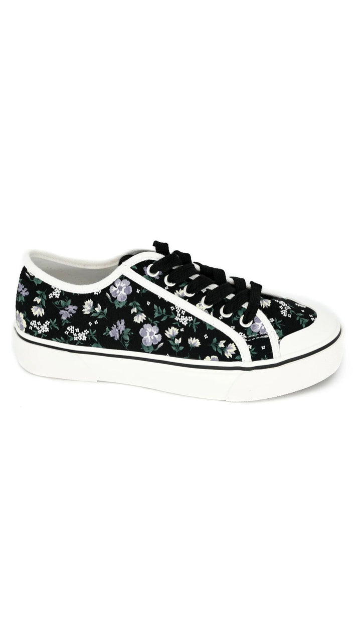 Waiting List Sneakers - Black Floral by Corkys