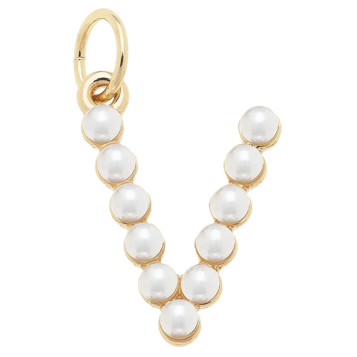 Pearl-Studded Letter Charm in Ivory By Canvas