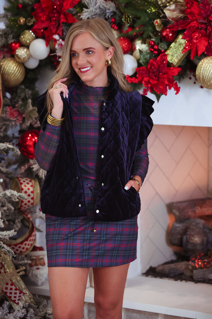 Velvet Quilted Vest- Navy by Jess Lea (PREORDER: Ships in October)