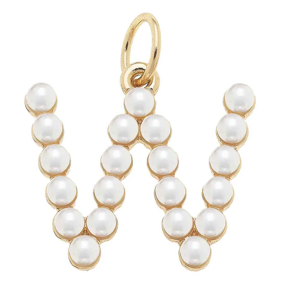 Pearl-Studded Letter Charm in Ivory By Canvas