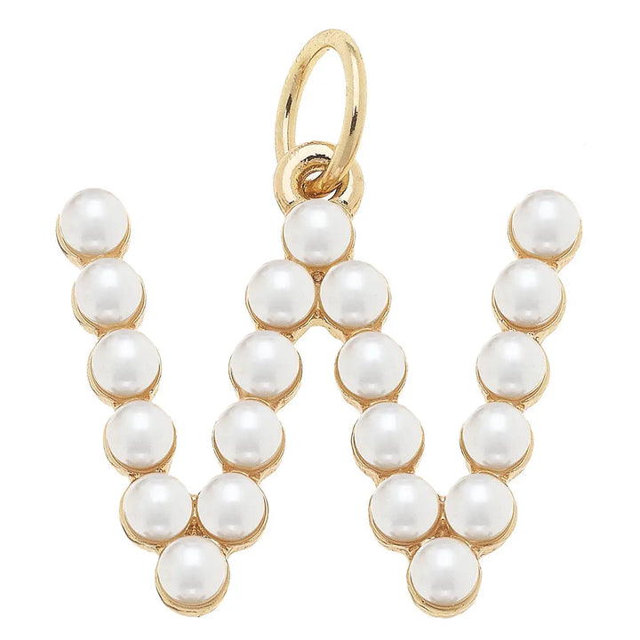 Pearl-Studded Letter Charm in Ivory By Canvas