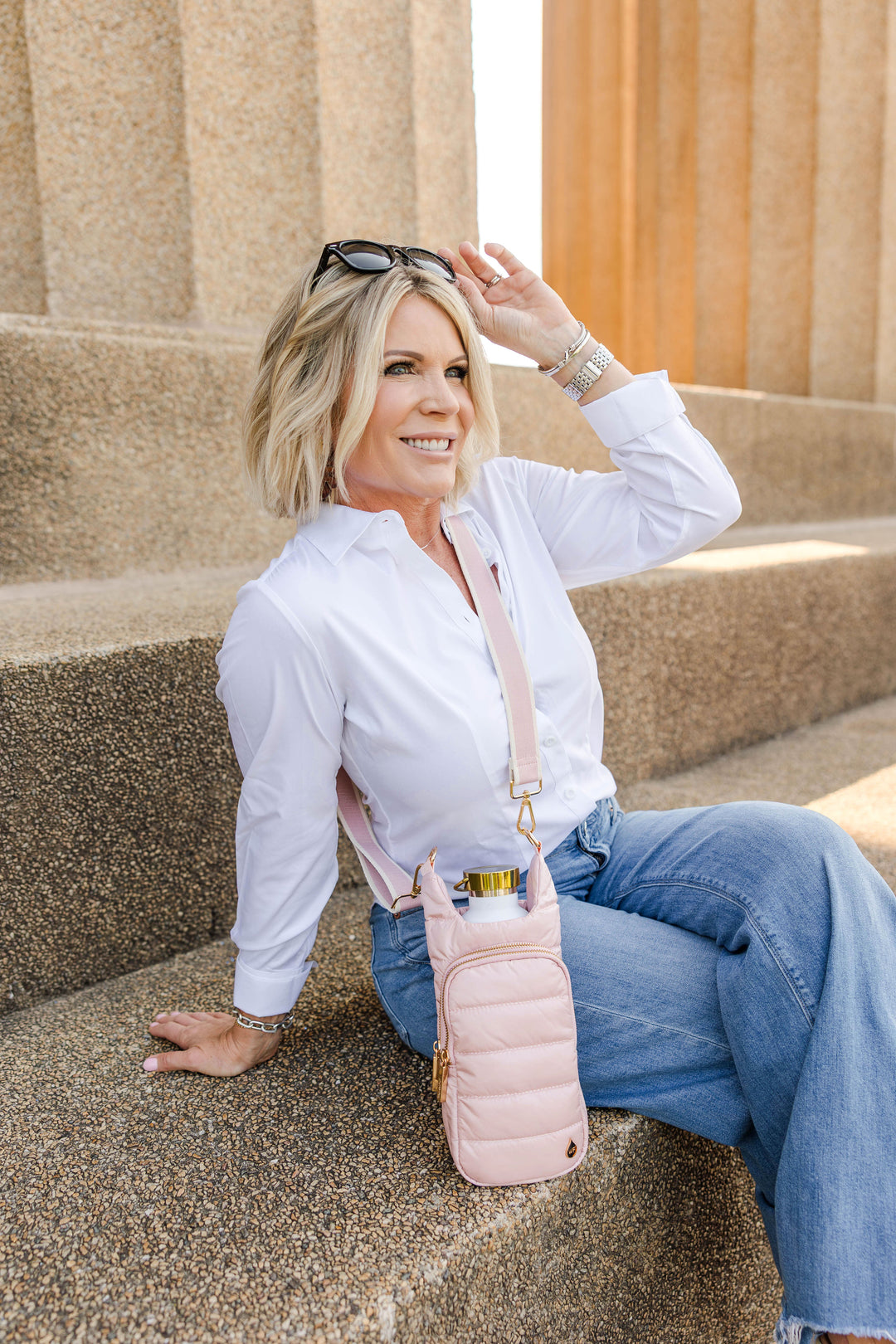 JUNE MARKET: Blush HydroBag® with Blush and Ivory Striped Strap by Wanderfull (Ships in 2-3 Weeks)