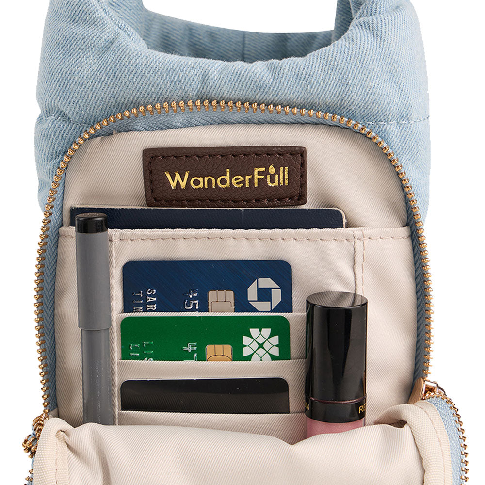 JUNE MARKET: Light Denim HydroBag® with Flag Embroidery by Wanderfull (Ships in 2-3 Weeks)