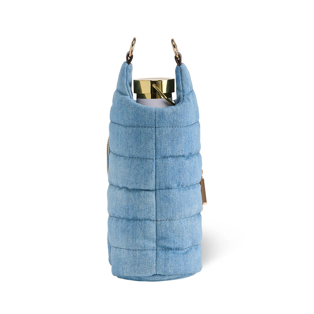 JUNE MARKET: Light Denim HydroBag® with Gold Hardware and Denim overlaid Vegan Leather Strap by Wanderfull (Ships in 2-3 Weeks)