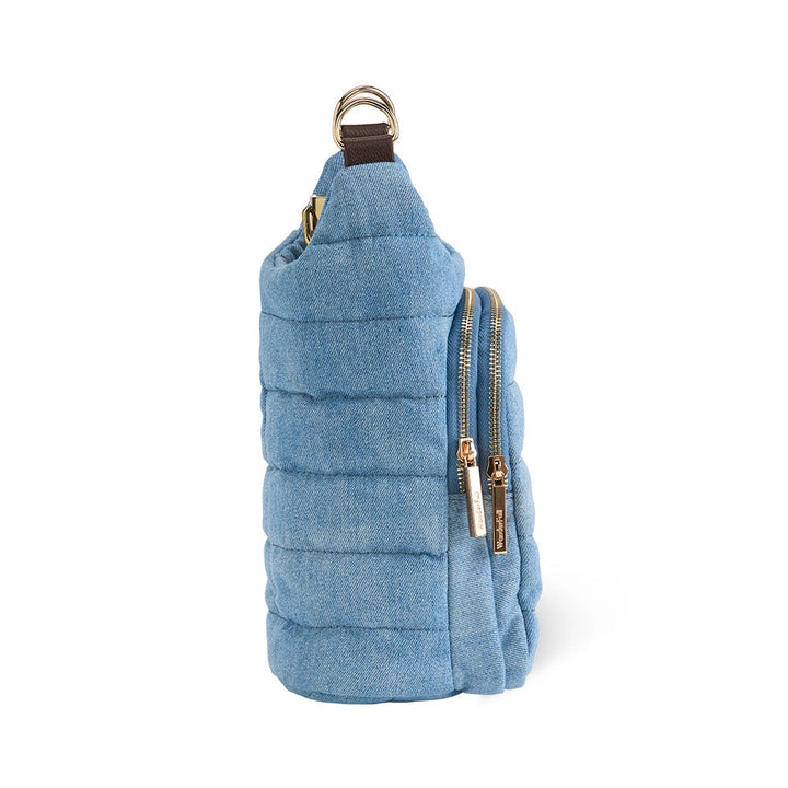 JUNE MARKET: Light Denim HydroBag® with Gold Hardware and Denim overlaid Vegan Leather Strap by Wanderfull (Ships in 2-3 Weeks)