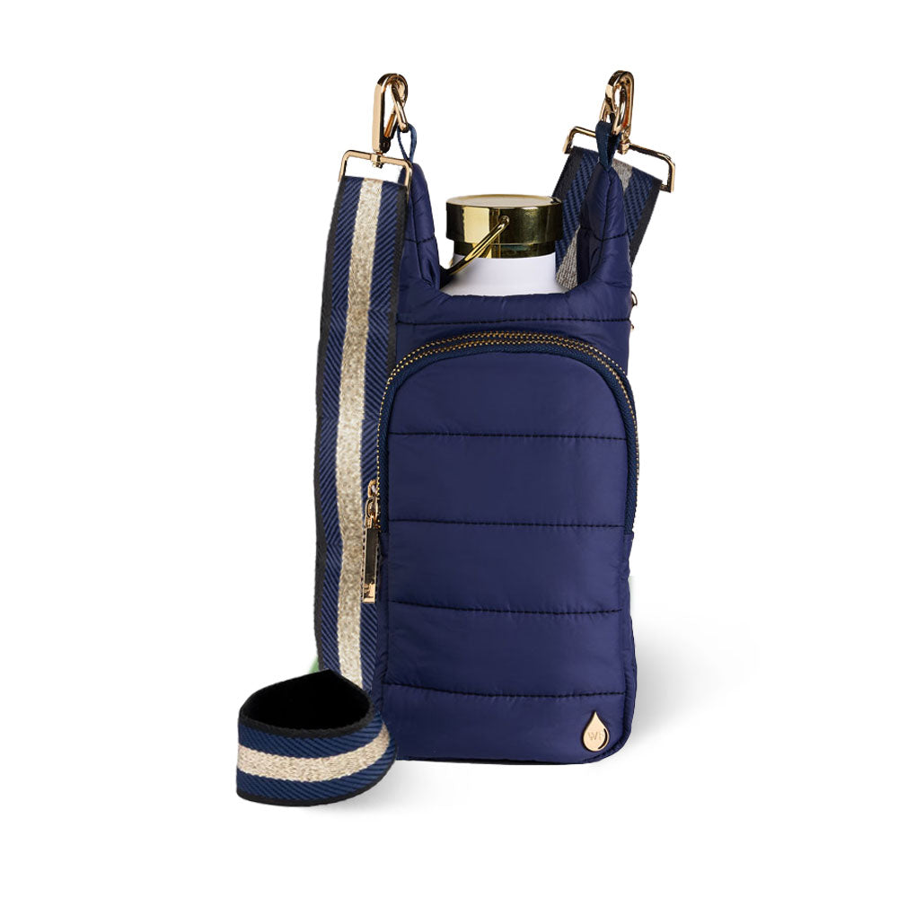 JUNE MARKET: Navy Blue Matte HydroBag® with Navy/Gold Strap by Wanderfull (Ships in 2-3 Weeks)