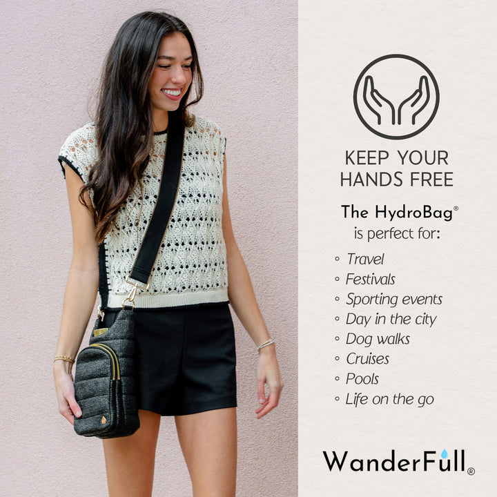 JUNE MARKET: Black Faux Raffia HydroBag® by Wanderfull (Ships in 2-3 Weeks)