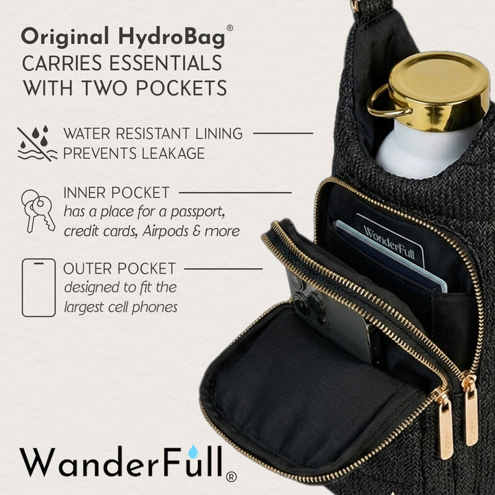 JUNE MARKET: Black Faux Raffia HydroBag® by Wanderfull (Ships in 2-3 Weeks)