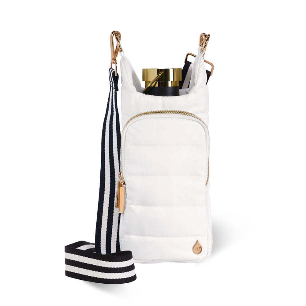 JUNE MARKET: White Ripstop HydroBag® with Black and White Striped Strap by Wanderfull (Ships in 2-3 Weeks)