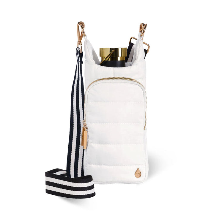 JUNE MARKET: White Ripstop HydroBag® with Black and White Striped Strap by Wanderfull (Ships in 2-3 Weeks)