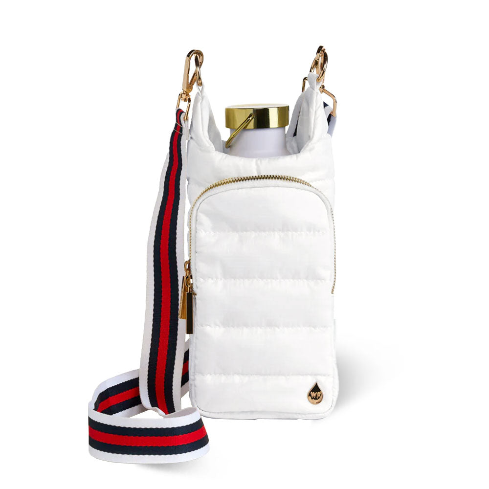 JUNE MARKET: White Ripstop HydroBag® with Red, Navy, White striped strap by Wanderfull (Ships in 2-3 Weeks)