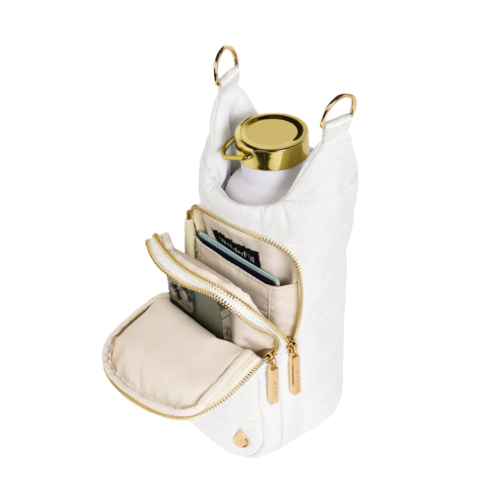 JUNE MARKET: White HydroBag with Tennis Embroidery and Navy, Green, White Strap by Wanderfull (Ships in 2-3 Weeks)