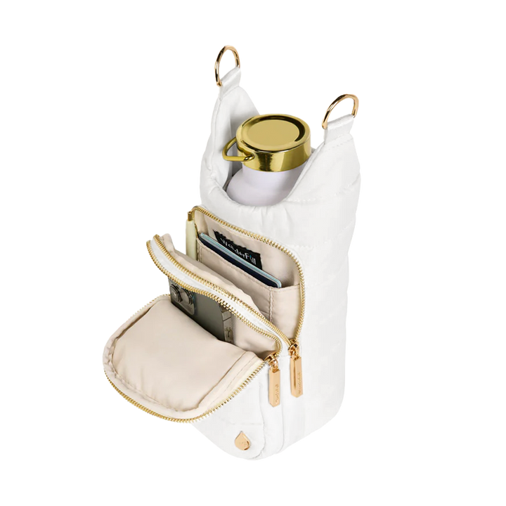 JUNE MARKET: White HydroBag with Tennis Embroidery and Navy, Green, White Strap by Wanderfull (Ships in 2-3 Weeks)
