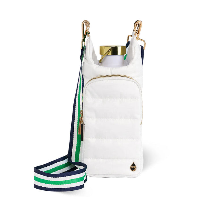 JUNE MARKET: White Ripstop HydroBag® with White, Green, Navy Striped Strap by Wanderfull (Ships in 2-3 Weeks)