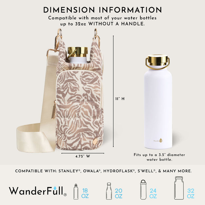JUNE MARKET: Natural Zebra Print Linen HydroBag® by Wanderfull (Ships in 2-3 Weeks)