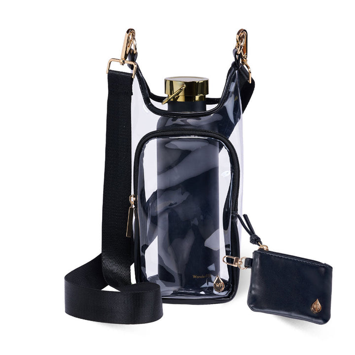 JUNE MARKET: Clear HydroBag® Stadium with Black Trim and Matching RFID Pouch by Wanderfull (Ships in 2-3 Weeks)