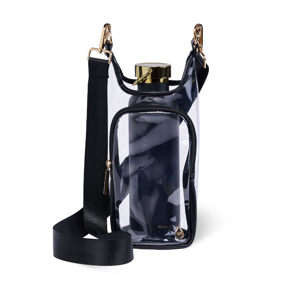 JUNE MARKET: Clear HydroBag® Stadium with Black Trim and Matching RFID Pouch by Wanderfull (Ships in 2-3 Weeks)