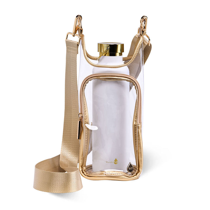 JUNE MARKET: Clear HydroBag® Stadium with Gold Trim and Matching RFID Pouch by Wanderfull (Ships in 2-3 Weeks)