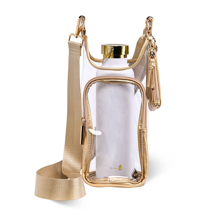 JUNE MARKET: Clear HydroBag® Stadium with Gold Trim and Matching RFID Pouch by Wanderfull (Ships in 2-3 Weeks)