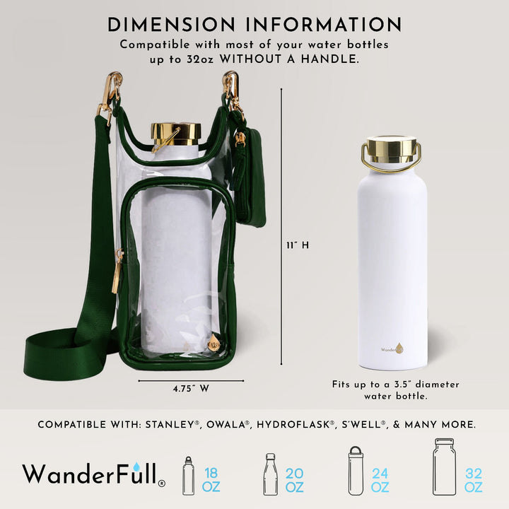 JUNE MARKET: Clear HydroBag® Stadium with Augusta Golf Green Trim and Matching RFID Pouch by Wanderfull (Ships in 2-3 Weeks)