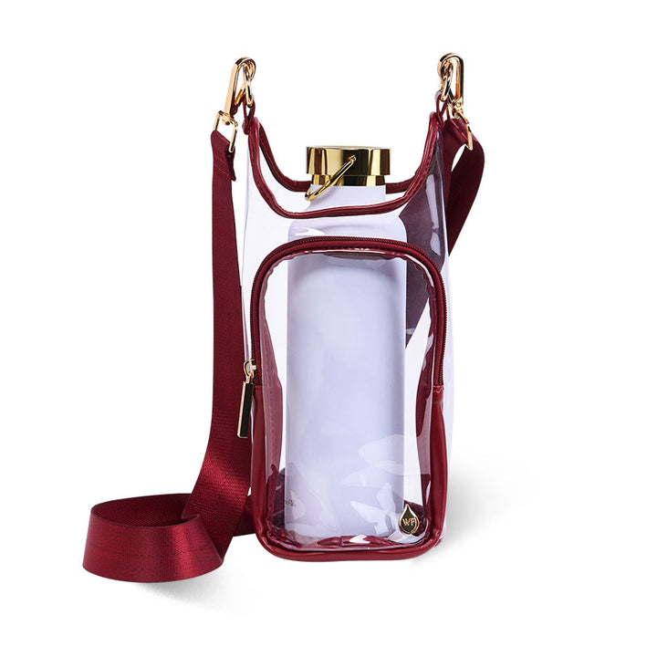 JUNE MARKET: Clear HydroBag® Stadium with Maroon Trim and Matching RFID Pouch by Wanderfull (Ships in 2-3 Weeks)
