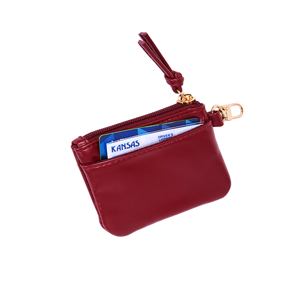 JUNE MARKET: Maroon Vegan Leather RFID Card Pouch by Wanderfull (Ships in 2-3 Weeks)