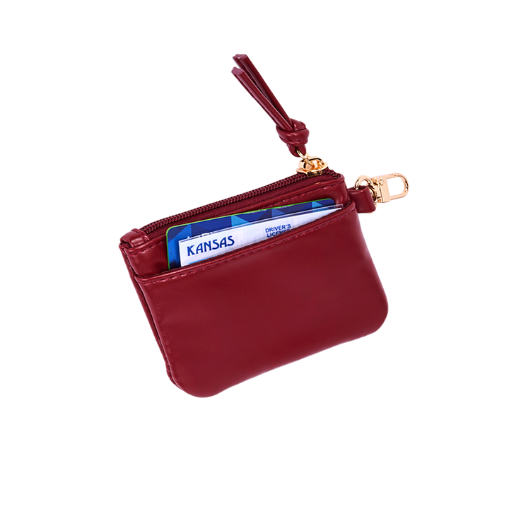 JUNE MARKET: Maroon Vegan Leather RFID Card Pouch by Wanderfull (Ships in 2-3 Weeks)