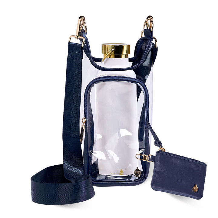 JUNE MARKET: Clear HydroBag® Stadium with Navy Trim and Matching RFID Pouch by Wanderfull (Ships in 2-3 Weeks)