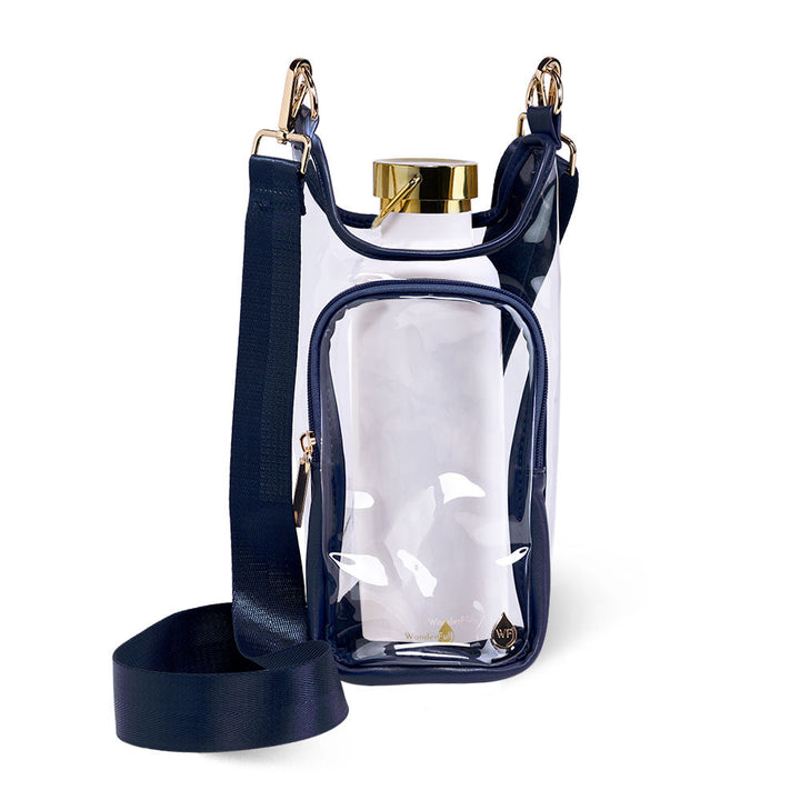 JUNE MARKET: Clear HydroBag® Stadium with Navy Trim and Matching RFID Pouch by Wanderfull (Ships in 2-3 Weeks)