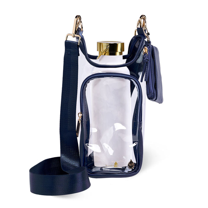 JUNE MARKET: Clear HydroBag® Stadium with Navy Trim and Matching RFID Pouch by Wanderfull (Ships in 2-3 Weeks)